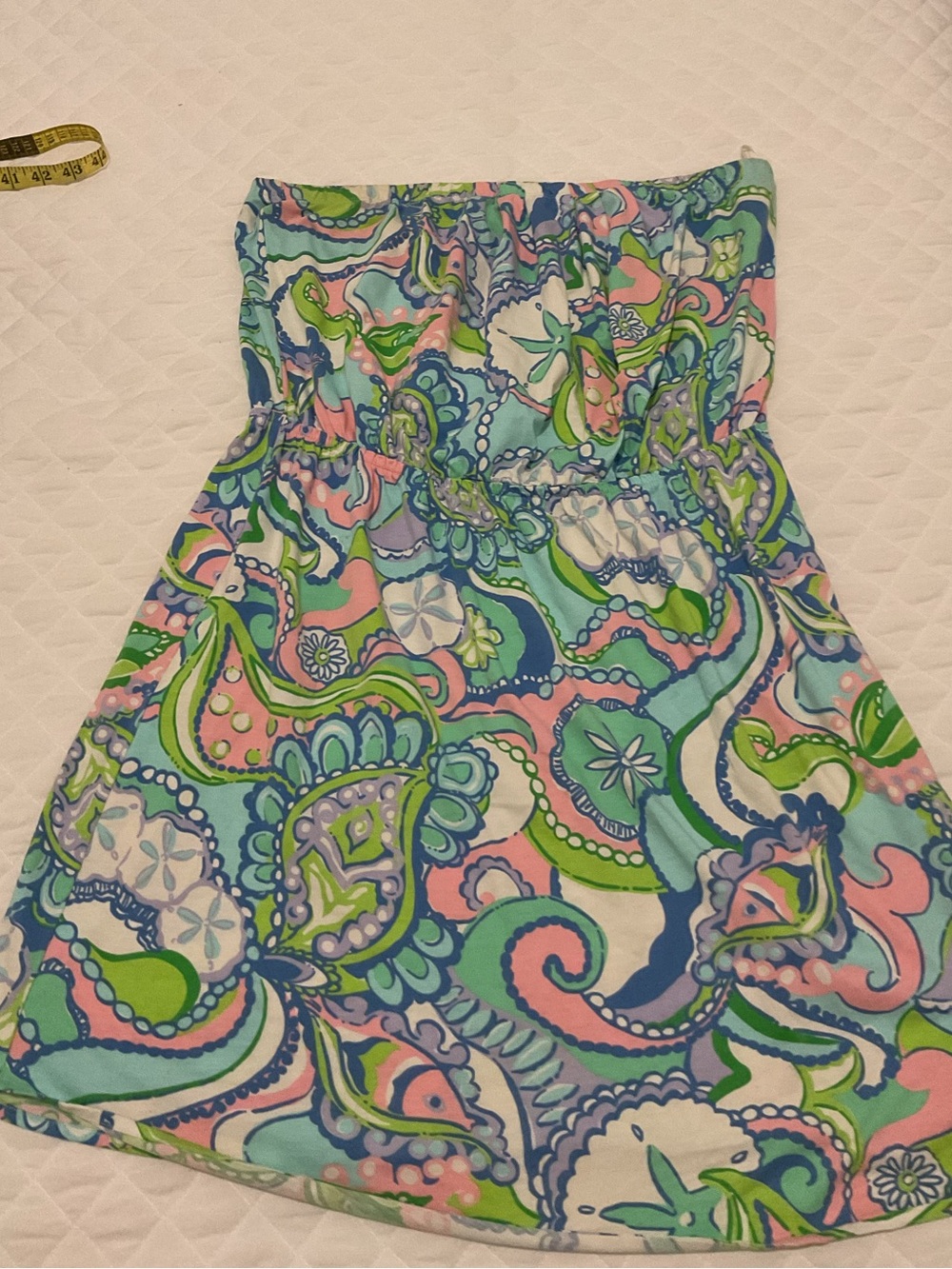 Lilly Pulitzer Strapless Paisley Dress in Teal Pink Mint